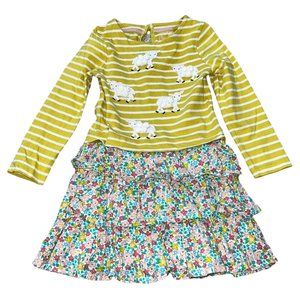 Mini Boden 5/6 Puffy Lambs Floral Spring Girls Dress